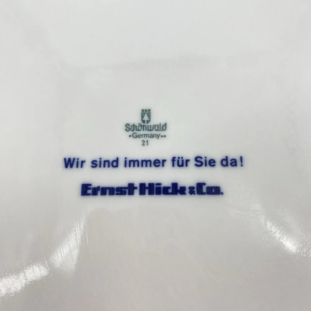 Vintage Schonwald Germany Blue Porcelain Display Plate 10.5” Ernst Huck